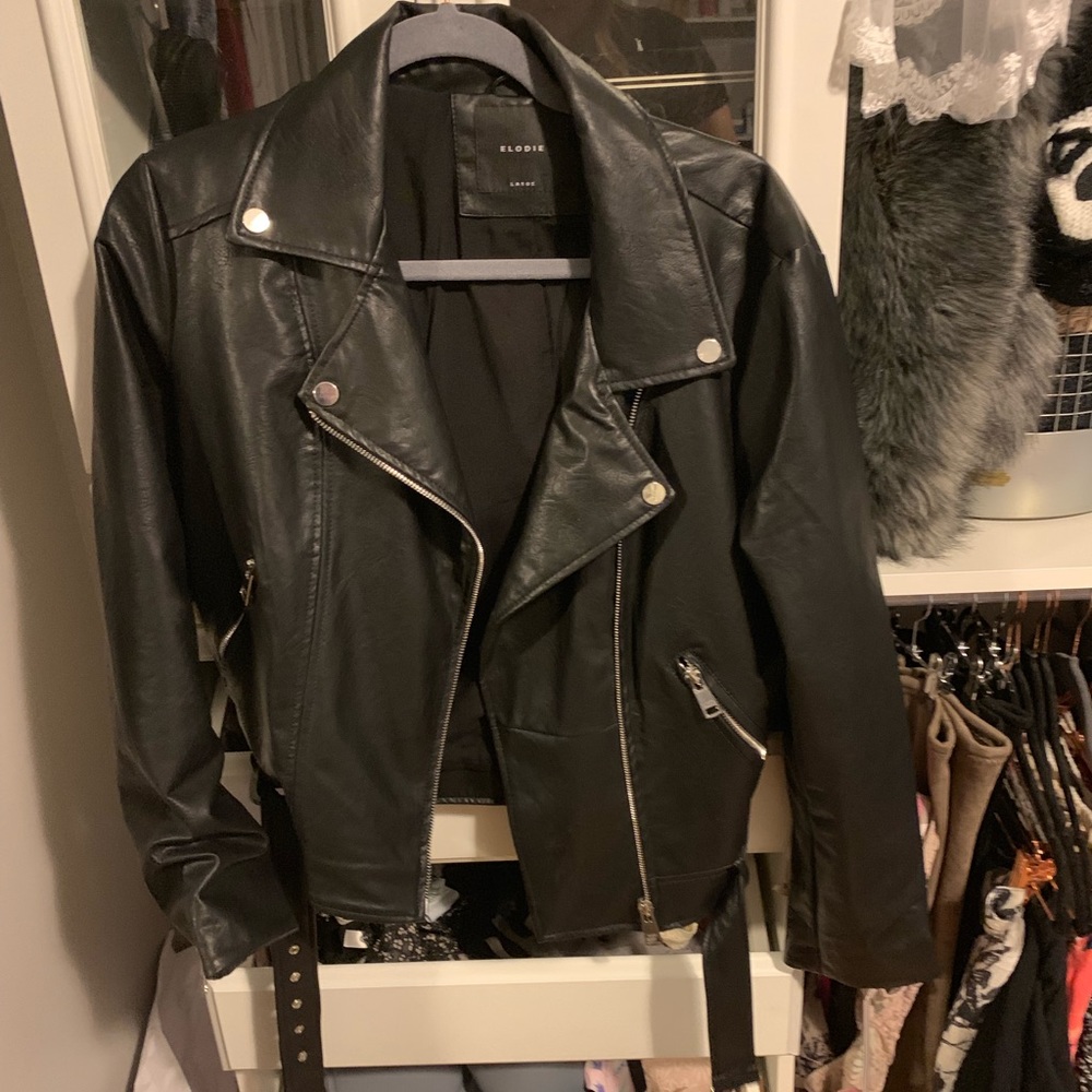Faux leather moto jacket
